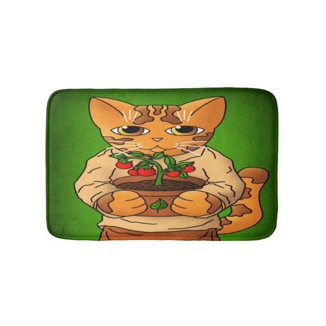 Vegan Gartenkatze Badematte (Vorderseite)