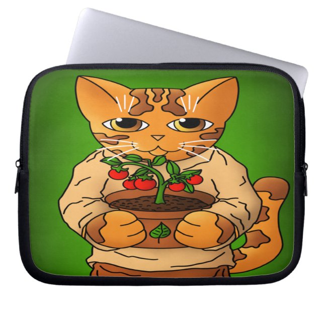 Vegan Gartenkatze Laptopschutzhülle (Vorderseite)