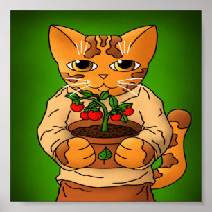 Vegan Gartenkatze Poster