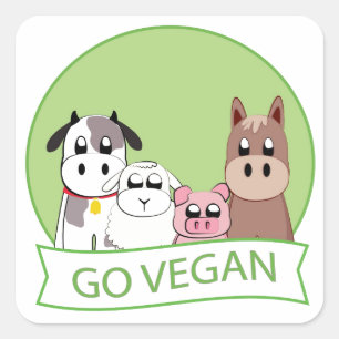 Vegan gehen quadratischer aufkleber