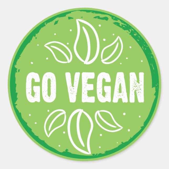 Vegan gehen runder aufkleber (Vorderseite)