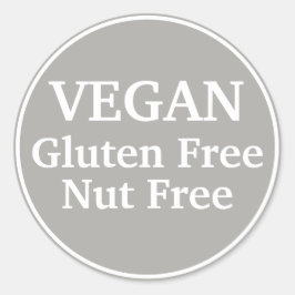 Vegan. glutenfrei. Nut-free. Grau. Personalisiert Runder Aufkleber