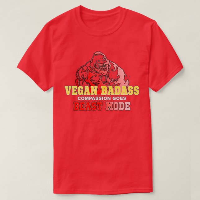 Vegan Gorilla Badass Bodybuilder T-Shirt (Design vorne)