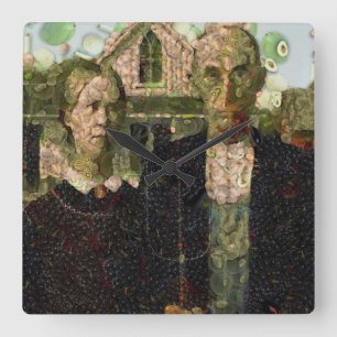 Vegan Gothic Fine Art Parodie Quadratische Wanduhr