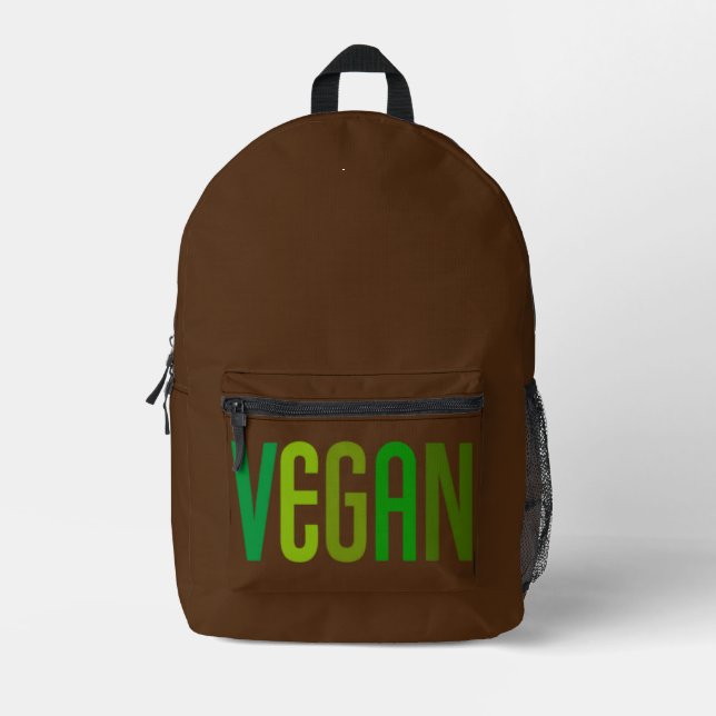 Vegan-grüner Braunsack Bedruckter Rucksack (Vorderseite)