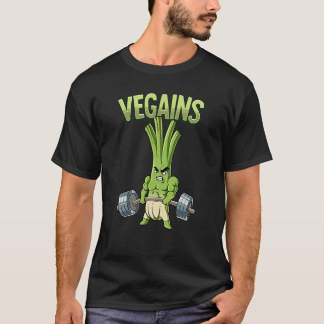 Vegan Gym Bodybuilding Vegains 1 T-Shirt (Vorderseite)