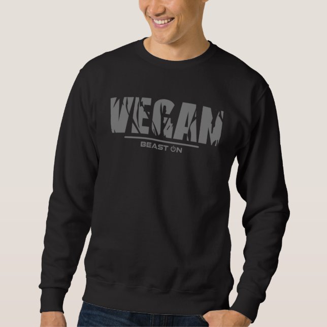 Vegan in grey Training workout fitness motivation  Sweatshirt (Vorderseite)