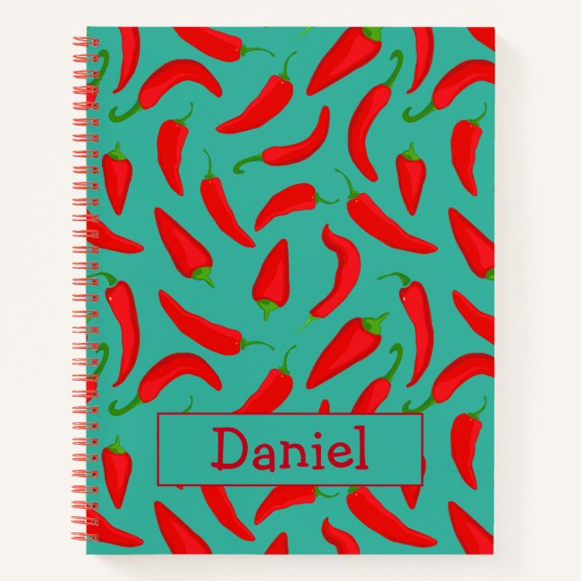 Vegan Inspiriert Red Chili Pepper Print Notizbuch (Vorderseite)