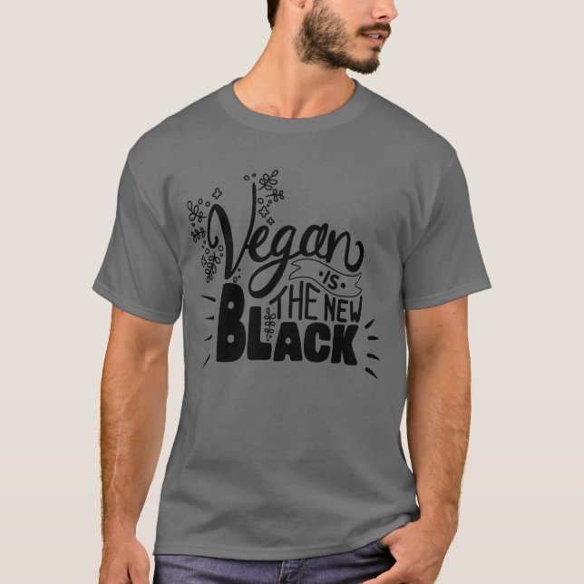 Vegan ist die neue Schwarze Fun Lettering Gray T-Shirt (Vorderseite)