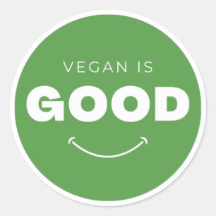 Vegan ist gut - Niedliches Lächeln (weiß) Runder Aufkleber