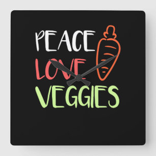 Vegan - Liebe Veggies Quadratische Wanduhr