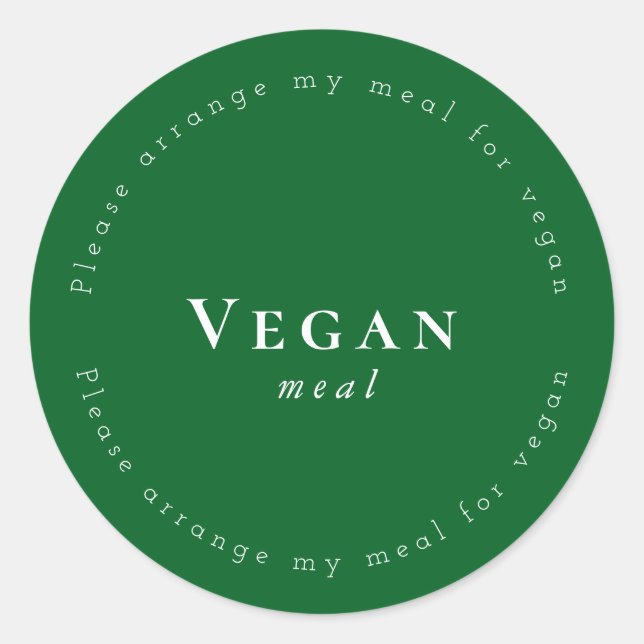 Vegan meal Request Sticker, Dark-Green, White Runder Aufkleber (Vorderseite)