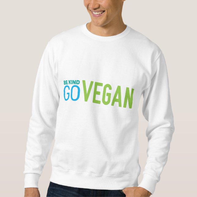 vegan Mens weiß gehen Sweatshirt (Vorderseite)