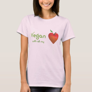 Vegan mit meinem ganzen Herzen (rotes Apfelherz) T-Shirt