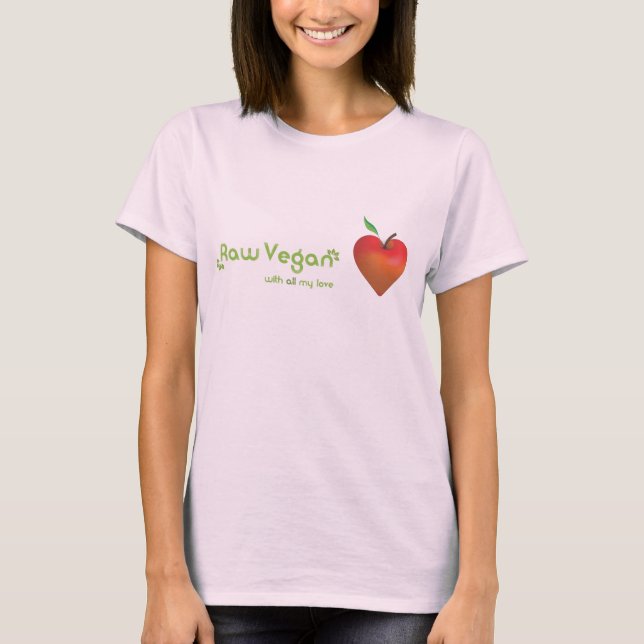 Vegan mit meiner ganzen Liebe (rotes Apfelherz) T-Shirt (Vorderseite)