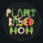 Vegan Mom Plant Based Mom Vegan Mother Große Wanduhr<br><div class="desc">Vegan Mom Plant Based Mom Vegan Mother</div>