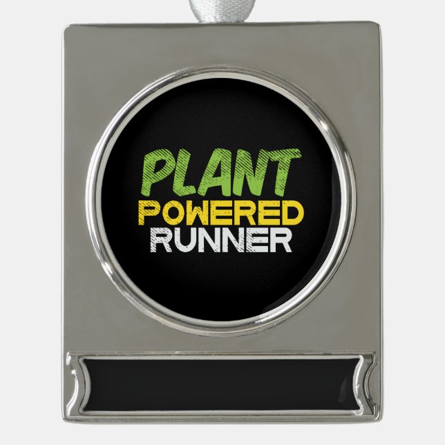 Vegan - Pflanze Powered Runner Banner-Ornament Silber (Vorderseite)