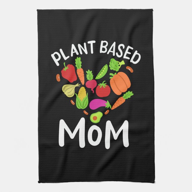Vegan - Plant Based Mom Geschirrtuch (Vertikal)