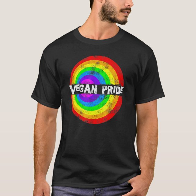 Vegan Pride Regenbogen Kreis T-Shirt (Vorderseite)