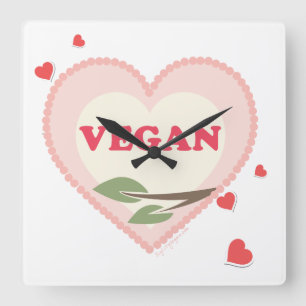 Vegan Quadratische Wanduhr