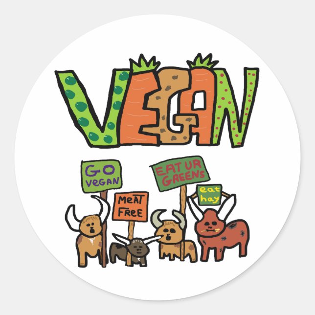 Vegan Runder Aufkleber (Vorderseite)