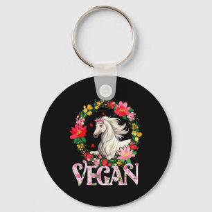 Vegan Süßes Pferd Blumen Kreis Landwirtschaft Lieb Schlüsselanhänger