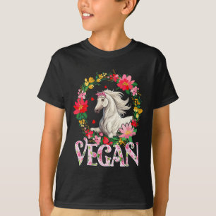 Vegan Süßes Pferd Blumen Kreis Landwirtschaft Lieb T-Shirt