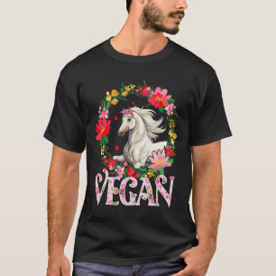 Vegan Süßes Pferd Blumen Kreis Landwirtschaft Lieb T-Shirt