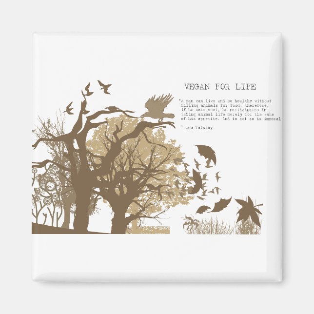 Vegan - Tolstoi-Zitat Magnet (Vorne)