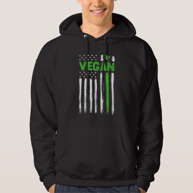 Vegan USA American Flag Vegetarian Farming Vegan 4 Hoodie (Vorderseite)