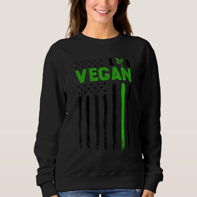 Vegan USA American Flag Vegetarian Farming Vegan 4 Sweatshirt (Vorderseite)