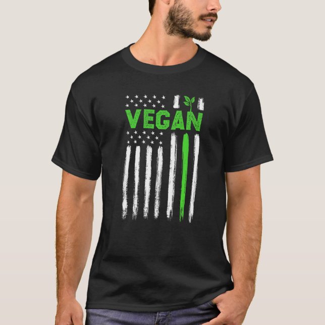 Vegan USA American Flag Vegetarian Farming Vegan 4 T-Shirt (Vorderseite)