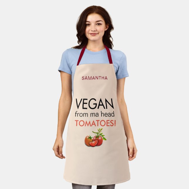 Vegan von Tomaten/Paradeiser Name Beige Schürze (Getragen)