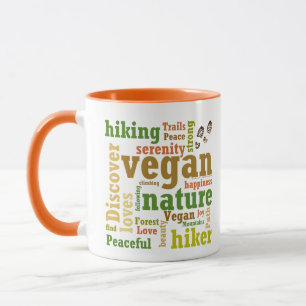 Vegan Wanderer Wandern Word Cloud Tasse