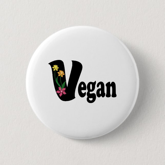 Vegane Blume Button (Vorderseite)