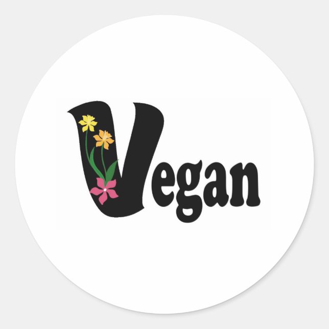 Vegane Blume Runder Aufkleber (Vorderseite)