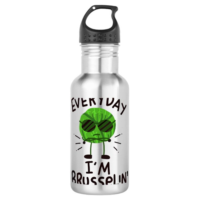 Vegane Brüssel-Sprossen Edelstahlflasche (Vorderseite)