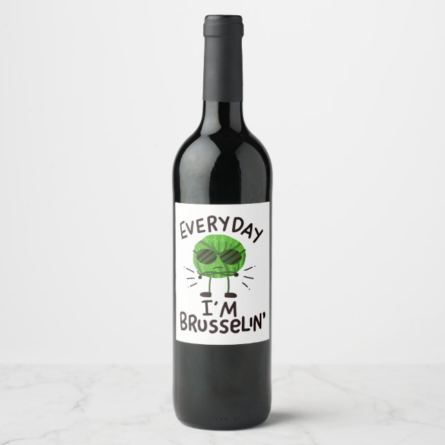 Vegane Brüssel-Sprossen Weinetikett (Vorderseite)