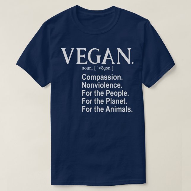 Vegane Definition Witziger vegetarischer Mitgefühl T-Shirt (Design vorne)