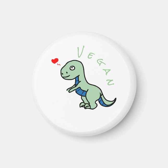 Vegane Dinosaur Kind Dino Liebe Tiere Magnet (Vorne)
