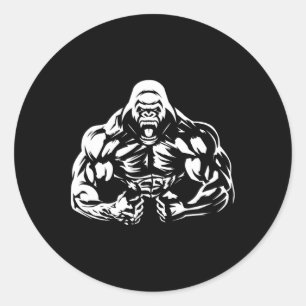 Vegane Fitness Gorilla Workout Apparel Erwachsene Runder Aufkleber