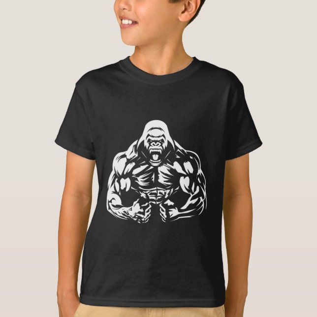 Vegane Fitness Gorilla Workout T-Shirt (Vorderseite)