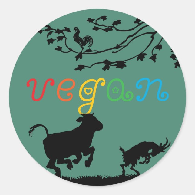 Vegane Freude Runder Aufkleber (Vorderseite)