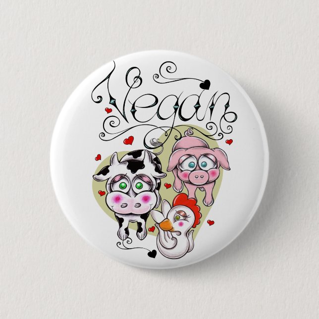 Vegane Freunde Button (Vorderseite)