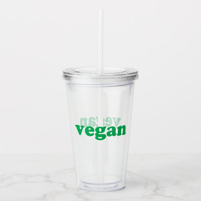 "vegane" grüne Buchstaben Acryltrinkbecher (Vorderseite)