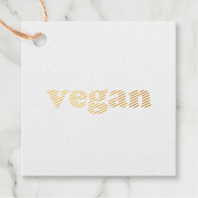 "vegane" grüne Buchstaben, weißer Hintergrund Geschenkanhänger (Vorderseite)