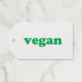 "vegane" grüne Buchstaben, weißer Hintergrund Geschenkanhänger