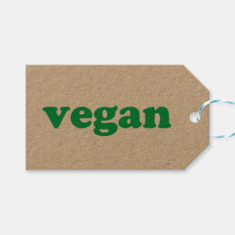 "vegane" grüne Buchstaben, weißer Hintergrund Geschenkanhänger