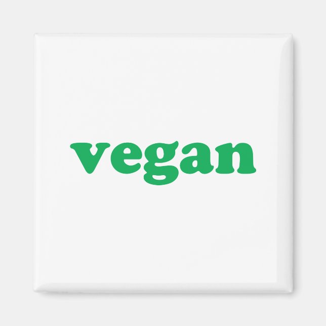 "vegane" grüne Buchstaben, weißer Hintergrund Magnet (Vorne)