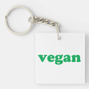 "vegane" grüne Buchstaben, weißer Hintergrund Schlüsselanhänger